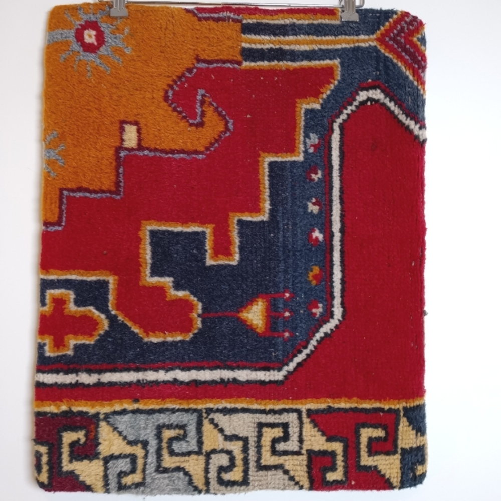 Custom Vintage Wool Carpet/Rug Pillow w/ Cotton Twill Back
